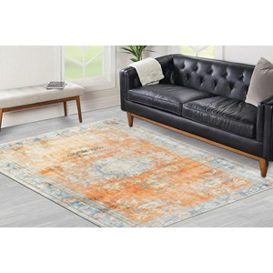 Tapis imprimé au design vintage : motif floral médiolé turc, pour cuisine extérieure, tapis doux non tissé - Product Image 2