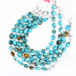 Perles de turquoise Mohave bleues pour la fabrication de bijoux, pierres précieuses lisses en turquoise bleue, perles en vrac à prix de gros en provenance d'Inde - Product Image 4