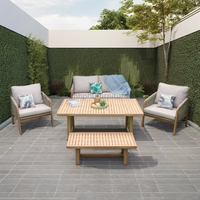 Meubles d'extérieur écologiques en bois d'acacia de classe supérieure du Vietnam, durables, confortables, imperméables, pliables, canapé modulaire de patio 6 places