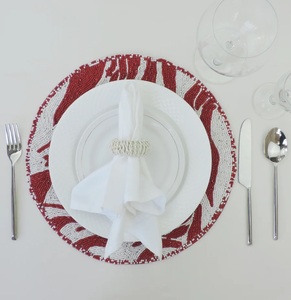 Best Classic Style Red & White Tableware Decorative <b>Placemats</b> Glass <b>Beads</b> for Parties & Other Functions Designed Theme Design - Product Image 3