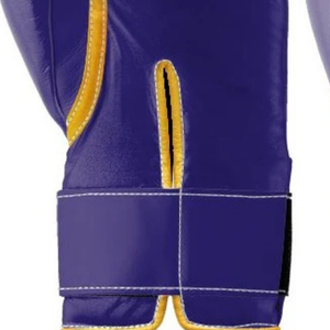 Professional Purple Gold Leather Boxing Gloves <b>Velcro</b> Wrist Training Sparring Gloves for Men and Women - Product Image 4