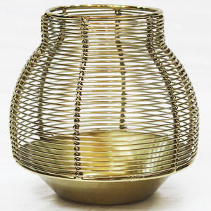 Portavelas metálico con cable dorado, candelabro de mesa pequeño votivo de alambre para decoración del hogar para restaurante, Decoración de mesa de boda - Product Image 6