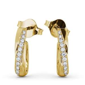Pendientes clásicos chapados en rodio de oro sólido de 14K y 18K con certificación IGI para mujer, joyería fina, aro de diamante blanco cultivado en laboratorio pavimentado - Product Image 2