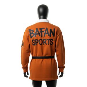 Jersey de Rugby Premium GSM de Punto Grueso para Hombre, Color Marrón, Manga Larga, Diseño de Paneles, Logotipo con Parche Termoadhesivo, Personalizado para Camisetas de Polo - Product Image 2