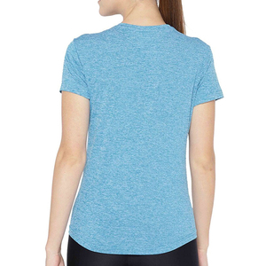 T-shirt de sport pour femme en gros, haute qualité, respirant, en tissu tricoté polyester/coton, séchage rapide, manches courtes, décontracté - Product Image 5
