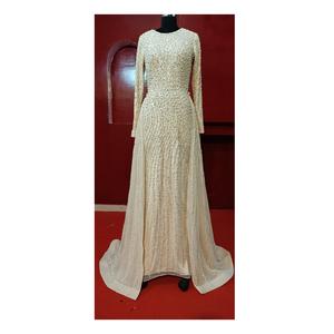 Robe de soirée perlée moderne de vente entière avec un décolleté unique et des embellissements de paillettes complexes pour un événement d'occasion de fête pour les ventes - Product Image 2
