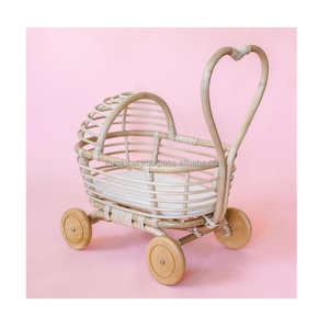 Muñeca Andador de bebé, cochecito de mimbre, cochecito, cesta de carrito, muñeca de ratán, 3 en 1 - Product Image 5