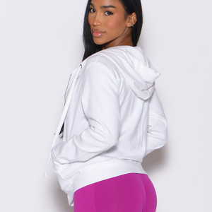 Sudadera con capucha de gran tamaño con cremallera completa blanca personalizada de alta calidad para mujer, sudaderas transpirables antiarrugas para mujer, sudadera con cremallera para mujer - Product Image 1