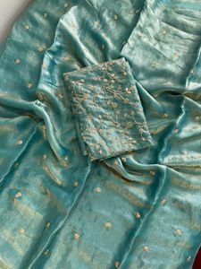 Sari en satin de soie pour femme adulte, entièrement orné de sequins, fabriqué en Inde, sans impression, en stock - Product Image 5