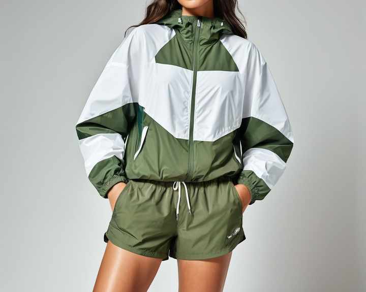Sexy Sporty Windbreaker Color-block Long Sleeve Jacket And Short Skirt Set For Women SAJ-0008