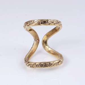 ANENJERY Joyería Geométrica Impermeable Chapada en Oro de 18K Anillo Abierto de Doble Capa Hueco para Mujer - Product Image 6