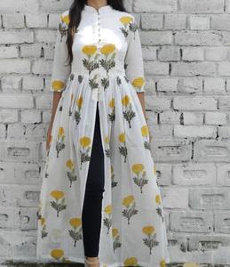 High Quality Floral Mandarin <b>Cape</b> Indian Fashion Styling Quality Kurti and Pants From Indian Manufacturer - Product Image 5