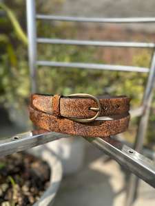 Ceinture en cuir à poils de léopard de style western vintage, boucle en alliage robuste, impression par transfert thermique, longueur réglable - Product Image 3