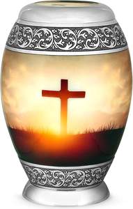 Urna grande de latón de estilo americano para cenizas de mascotas humanas y gatos adultos, urna funeraria de cremación decorativa con pegatina natural - Product Image 2