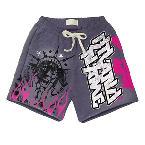 Pantalones cortos informales de verano personalizados para hombre, 100% algodón, peso pesado, lavado con ácido, estilo de ropa informal desteñida al sol con estampado 3D Puff - Product Image 6