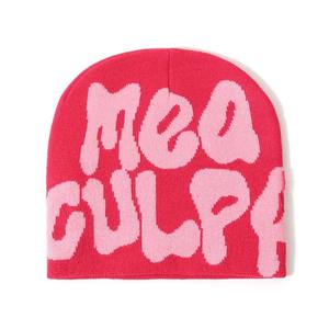 Anime Mea Culpa Y2K Bonnet d'hiver pour femmes Bonnet de ski doublé en satin avec motif à revers pour hommes et femmes Bonnets de ski - Product Image 4