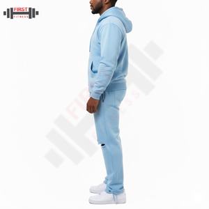 Conjunto de Sudadera con Capucha y Pantalones Deportivos para Hombre, con Apliques Personalizados, Impresión DTG, Lavado Ácido, Estilo Desteñido, Corte Acampanado - Product Image 2