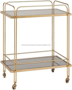 Carro de barra de vidrio de metal de 2 niveles de alta calidad para muebles de hoteles de oficina en casa - Product Image 6