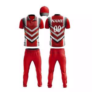Ensemble d'uniformes d'équipe de cricket personnalisés 100% polyester Tissu imprimé Logo Design Anti-Bactérien Spandex/Polyester Hommes Adulte Haut - Product Image 5