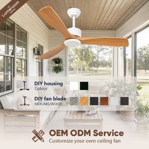 52 Inch Wood Ceiling <b>Fan</b> Without Light, 3 Solid Wood Blades, <b>Remote</b> <b>Control</b>, Reversible DC Motor for Living Room Bedroom - Product Image 2