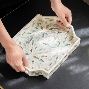 Bandeja de concha hecha a mano de Vietnam con incrustaciones de nácar, vajilla colorida, bandeja para servir para comedor, decoración y regalos - Product Image 5