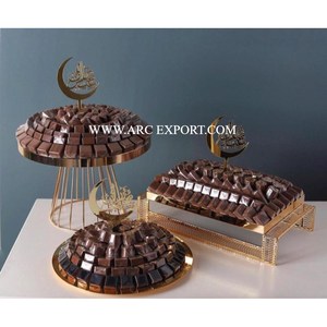 Ensemble de 2 bols à chocolat de table au design de luxe de qualité supérieure avec miroir fait main et bol à dessert en métal - Product Image 3