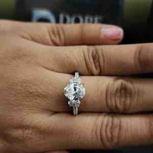 Luxury Three Stone Elegant Oval Cut Moissanite Engagement Ring In 18KT Solid Gold Unique Design for <b>Your</b> <b>Loved</b> One - Product Image 6