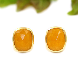 Love Forever Cushion Shape <b>Rose</b> Cut Yellow Jade Gemstone 24K <b>Gold</b> Plated <b>Studs</b> <b>Earring</b> Statement Luxury Jewelry Women Wholesale - Product Image 1