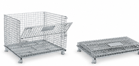 Cage de stockage en treillis métallique robuste, conteneur de stockage industriel en métal, bac en acier empilable, cage de manutention de matériaux
