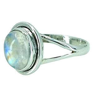 Rainbow Moonstone Statement Ring 925 Sterling Silver Handmade Boho June Birthstone Jewelry Rhodium Perfect Gift for Her Birthday - Product Image 1