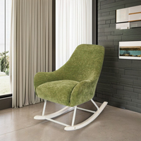 Chaise à bascule élégante en daim vert chaise de loisirs d'accent en bois de tissu de velours confortable pour l'utilisation de barre d'école de chambre à coucher de salon