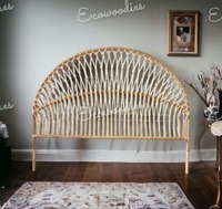 Nouveau modèle tendance Tête de lit en rotin naturel Tête de lit en rotin Sunrise faite à la main pour lits Queen Size pour la chambre à coucher
