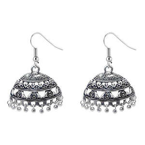 Jeweljunk diseñador Jhumki pendientes 1309319 corte princesa negro oxidado latón aro lindo estilo étnico para fiesta clásico de moda - Product Image 1