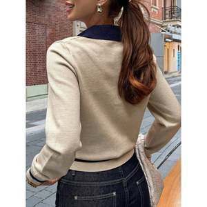 Women's Vintage Mohair <b>Cardigan</b> <b>Sweater</b> with Contrast Collar and Button Trim - Product Image 3