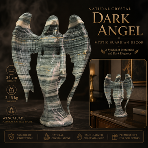 Scultura di Angelo Oscuro in Cristallo Naturale di Alta Qualità, Prodotti Personalizzati Accettati, Decorazioni in Cristallo Molto Richieste - Product Image 1