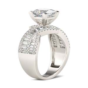 Jeulia Vintage Princess Cut Sterling Silver <b>Ring</b> with <b>Turquoise</b> Zircon-Rhodium Plated Fine Jewelry for Engagement - Product Image 3