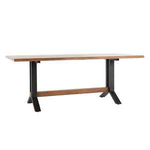 Table à manger classique industrielle noire et marron, plateau carré en bois d'acacia massif, pieds en métal, table à manger pour la maison et la cuisine - Product Image 1