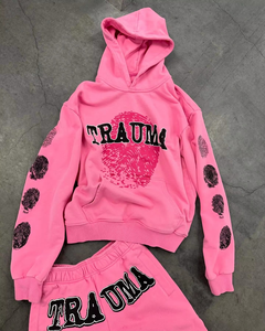 Conjunto de pantalones de chándal acampanados y Sudadera con capucha de algodón 100% personalizado para hombre, pantalones de chándal y Sudadera con capucha bordados - Product Image 3