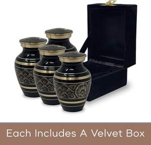 Urna de cremación de recuerdo clásica Radiant Elite para cenizas Mini urnas de latón Juego de 4 con caja de terciopelo Suministros de urnas funerarias - Product Image 2