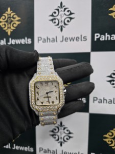 Montre de luxe pour homme, style hip-hop, sertie de moissanite VVS, cadran à chiffres romains, testeur de diamant, mécanique, vente en gros disponible - Product Image 2