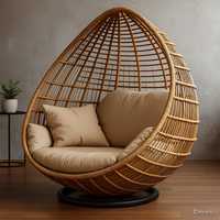 Ensemble complet de fauteuil œuf en rotin robuste et confortable pour salon, jardin, balcon, intérieur, excellent mobilier d'extérieur pour utilisation en parc
