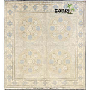 Alfombra de Peshawar y Khotan anudada a mano, única en su tipo, de 8'3 x 8'3, modelo Pes_Kho_89 - Product Image 1