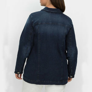 OEM Ladies Jean Outerwear Oversized Denim Coat Casual Button-Up Women's Fashion Jacket for Fall Season - Product Image 3