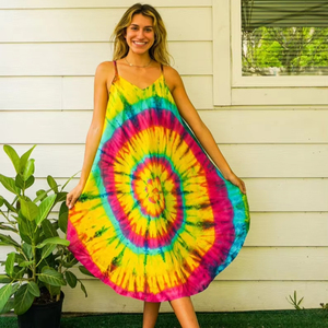 Best Seller Casual Tie Dye Maxi vestido de diseño de moda con estilo moderno tejido de manga larga Maxi vestido - Product Image 1