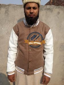 Haute Varsity Baseball Letterman Bomber Veste Col Montant Marron Laine Premium Laine En Cuir Véritable Manches École Collège Style - Product Image 5