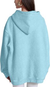 Sudadera con Capucha Verde Azul con Lavado Ácido para Mujer, Sudadera Holgada de Moda para Mujer, Sudadera Vintage de Peso Pesado - Product Image 3