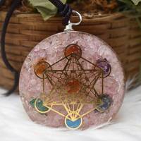Cendrier en Orgonite de Quartz Rose avec Symbole du Cube de Metatron, Guide des Chakras, Protection EMF, Cristal Feng Shui Poli de Haute Qualité - Vente en Gros