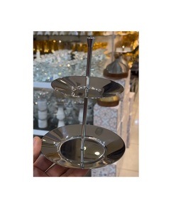 2 Tier Aluminium Hammered <b>Cake</b> Server Premium Quality Gold Color Sweet Dates <b>Stand</b> For Home Hotel Use - Product Image 3