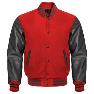 Veste bomber en cuir et laine sur mesure OEM, unisexe, vente en gros directe d'usine, style rétro printemps, mode universitaire - Product Image 1