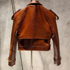 Nhà Máy Bán Buôn Tùy Chỉnh Áo Khoác Da Chính Hãng Cho Cộng Với Kích Thước Phụ Nữ Với Mềm Mại Thoải Mái Vải Đứng lên Cổ Áo Thời Trang - Product Image 2